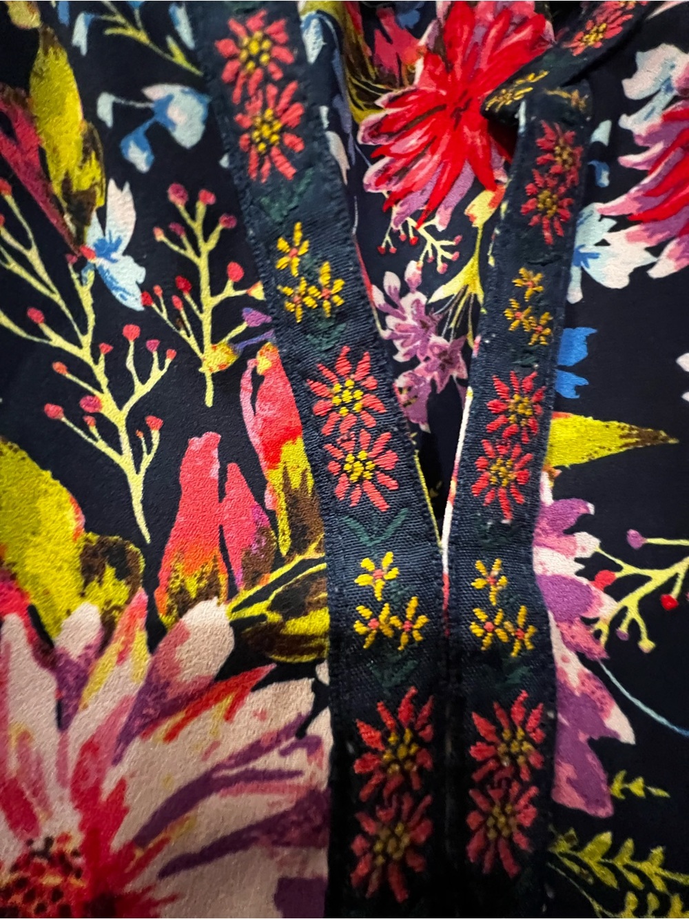The Pioneer Woman Navy Floral Tunic Top with Pink & Red Blooms - Picture 3 of 9